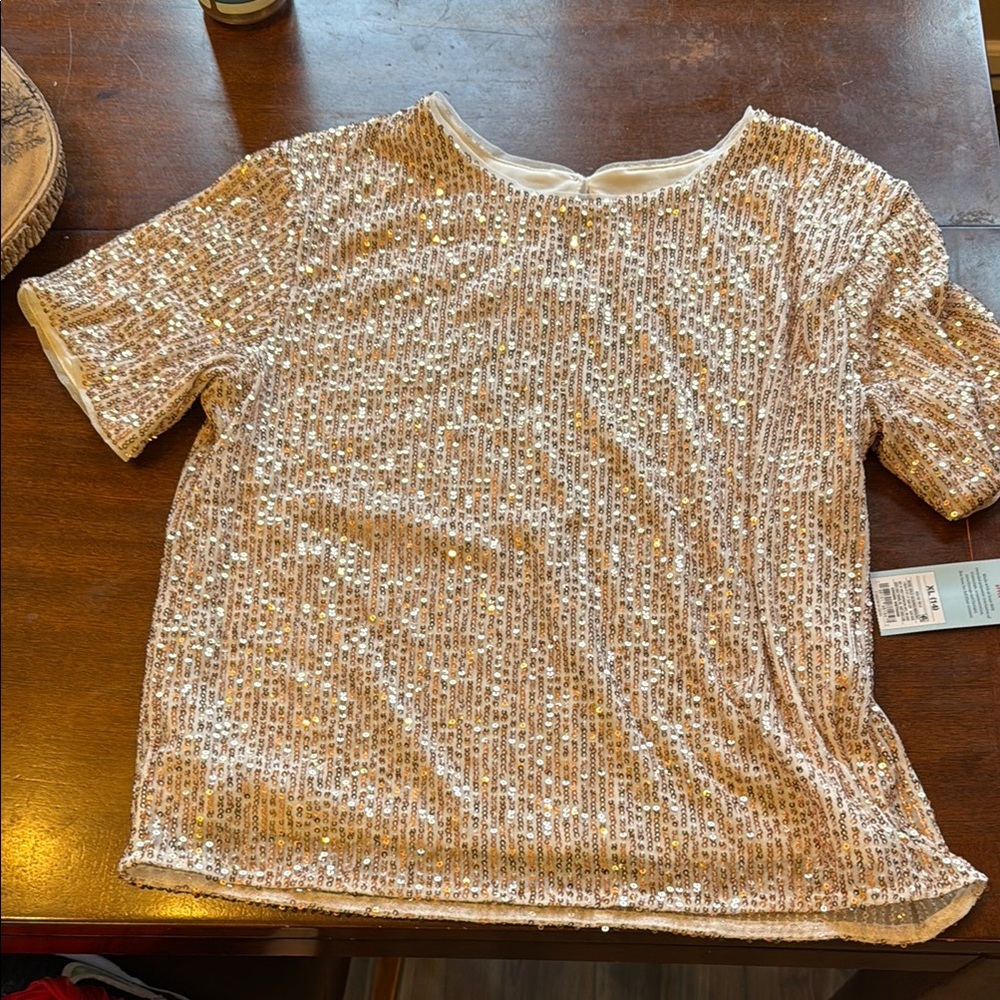 Sequin Short Sleeve Top